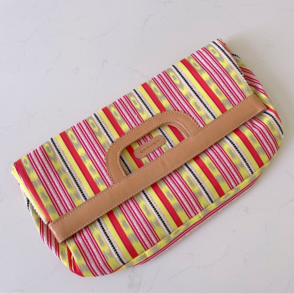 CARVEN Runway Jacquard Clutch/Top Handle Bag